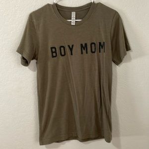 Army green boy mom tshirt